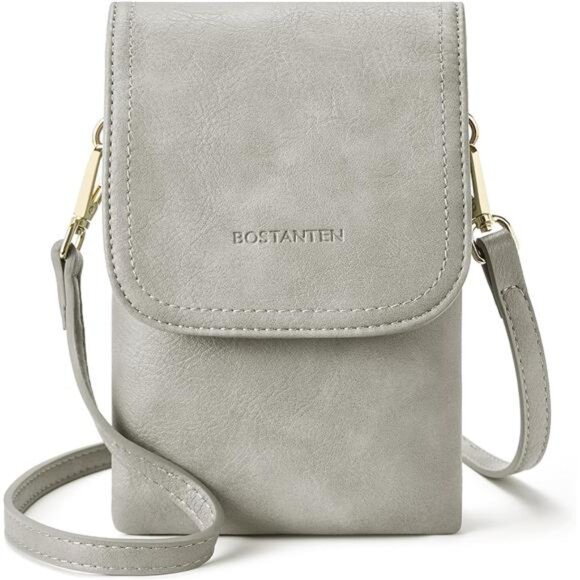 Vegan Leather Small Crossbody Bags for Women Grey